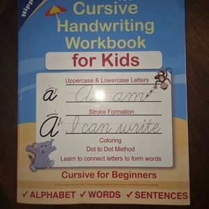 Cursive Handwriting Workbook for Kids - Blue and Yellow
